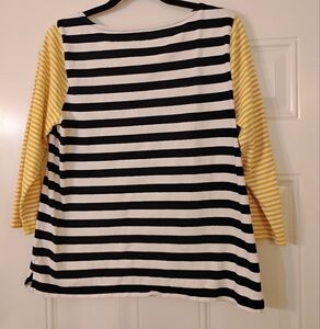 Classy Talbot's Striped Long Sleeve Top with Yellow Sleeves..